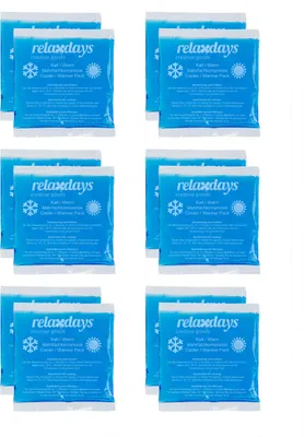 Produktbild von Relaxdays Kühlpads, 12er Set, Kalt-Warm-Kompressen, 14 x 13 cm, Erste Hilfe, wiederverwendbare Gelkühlkompressen, blau