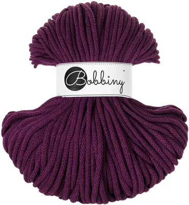 Produktbild von BOBBINY 5 mm Premium Flechtkordel 100 m Garn Häkeln Makramee 50 Farben Farbe Aubergine