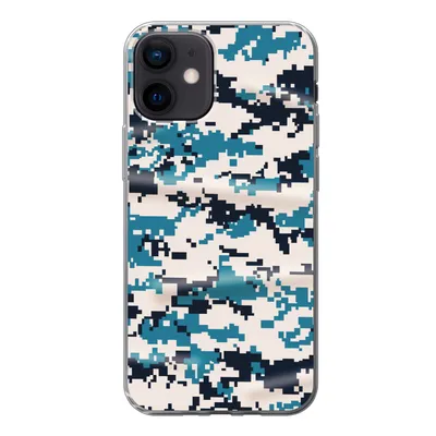 Produktbild von MuchoWow® Handyhülle Schutzhülle Hülle für iPhone 12 Blaues und weißes Camouflage-Muster Silikon Softcase Handy Hülle - Schutzhülle