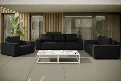Produktbild von Gartenmöbel-Set GARDENT 3-2-1 wetterfester Stoff NXL Schwarz