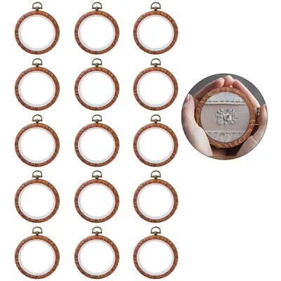 Produktbild von 15 Stück 10cm Mini Kreis Holz Kunststoff Stickrahmen Kreuzstich Ring für DIY Handnähen Wohnkultur