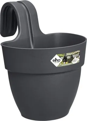 Image de Pot de fleurs balcon ELHO Vibia Campana Easy Hanger Small, Anthracite, 24.1 x 20.5 x 26.5 cm, Balcon extérieur