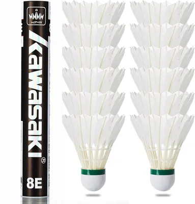 Produktbild von Badmintonbälle 12 Stück, Geschwindigkeit 77, Gänsefedern und Kork, für Wettkampf