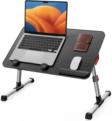 Obrázok produktu pre Lôžkový stolík 60 x 33 cm, výškovo nastaviteľný, skladací, 4 uhly, pre notebook