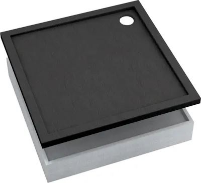 Produktbild von AQUABAD® Duschwanne SET Basic Black Stone 90x90cm Quadrat inkl. Styroporträger