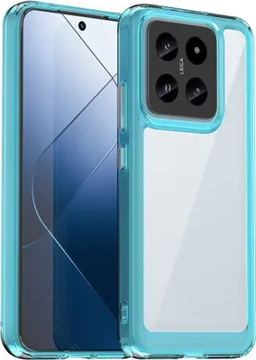 Produktbild von Schutzhülle für Xiaomi 14 Klar Rückseite Stoßfeste TPU Silikon Bumper Hülle Hellblau