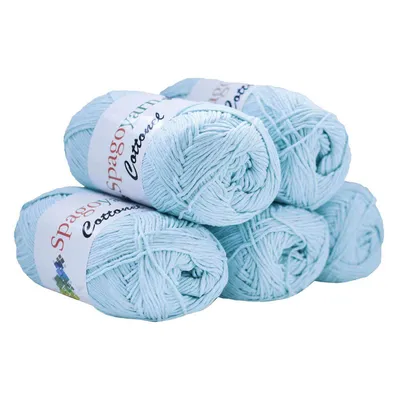 5 x 100g Strickgarn Cottonel Uni Häkelwolle Handstrickgarn babyblau