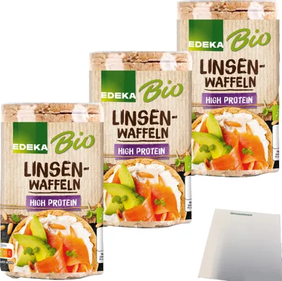 Produktbild von Edeka  Linsenwaffeln High Protein 3er Pack (3x90g Packung) + usy Block