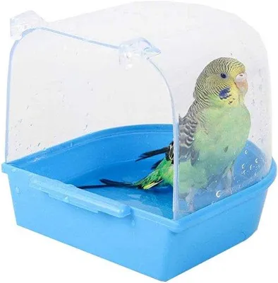 Produktbild von Famanu Vogelbad für kleine Vögel - Ideal für Papageien und Wellensittiche - Blau