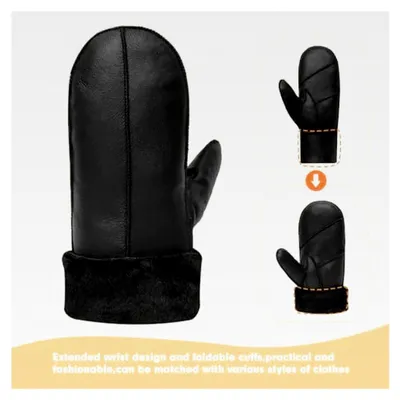 Produktbild von Damen Fäustlinge aus Lammfell Shearling - Warme Winter Lederhandschuhe