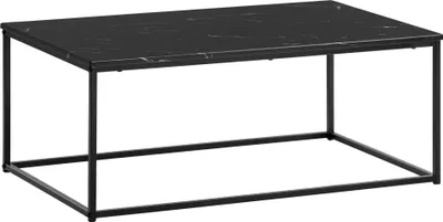 Produktbild von FineBuy Couchtisch 100x60x40 cm Schwarz mit Marmor Optik Wohnzimmertisch mit Metall-Gestell Sofatisch Eckig Tisch Wohnzimmer Beistelltisch