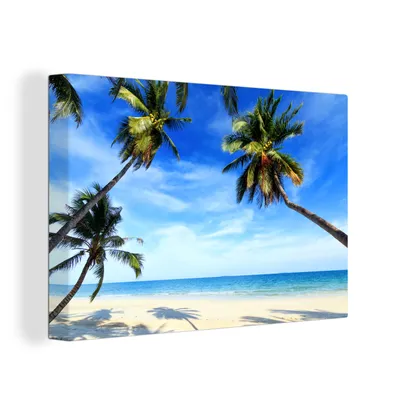 Produktbild von OneMillionCanvasses® - Leinwandbilder - 150x100 cm, Palmen - Strand - Meer, Wandbilder Kunstdruck Wanddekoration
