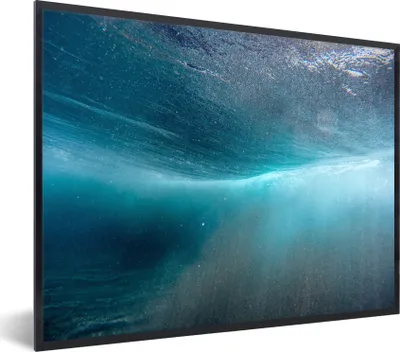 Produktbild von MuchoWow® Gerahmtes Poster Meer - Sonne - Blau 80x60 cm - Poster mit Schwarzem Bilderrahmen Wandposter Rahmen Foto Bilder - Schwarzem - Mit Gestell