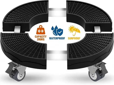 Immagine prodotto di Carrello per piante con ruote girevoli a 360°, diametro da 38 a 50 cm, con capacità di carico fino a 200 kg, ideale per giardino e terrazzo