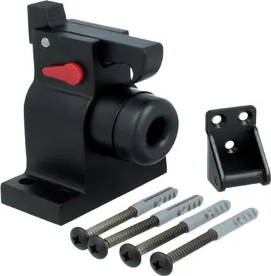 Produktbild von Schwarze matte Türverriegelung mit Feststellfunktion und Gummipuffer - Robust und massiv