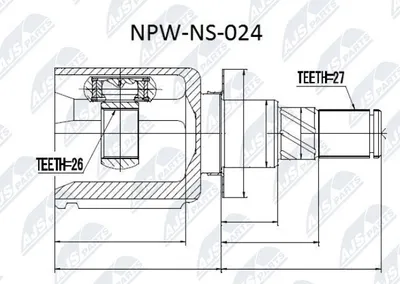 Produktbild von NTY Gelenksatz Antriebswelle Vorne Links Vorne Rechts Getriebeseitig für NISSAN NP300 Navara Pickup (D40) NPW-NS-024