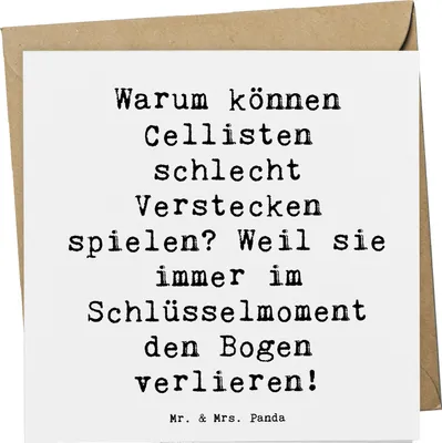 Produktbild von Mr. & Mrs. Panda Glückwunschkarte Spruch Cello Schlüsselmoment - Weiß - Geschenk, Streichinstrument, faltkarte, Instrument, Lernen, anlasskarte, Musikinstrument, Solo