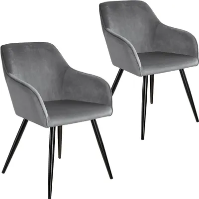Produktbild von tectake® Esszimmerstuhl Marilyn gepolstert, in Samtoptik 58 x 62 x 82 cm