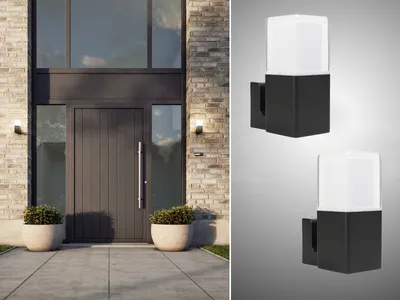 Produktbild von 2er Set LED Außenwandleuchte Aluminium Schwarz Außenbeleuchtung Hauswand, H:20cm