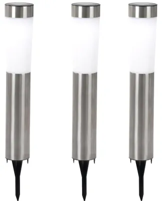 Produktbild von 3er Set LED Solarleuchte, Edelstahl, Erdspieß, H 56 cm