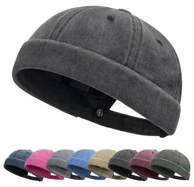 Obrázek produktu pro Docker-Cap, pánská námořnická čepice, vintage styl, bavlna, černá, s nastavitelnou velikostí