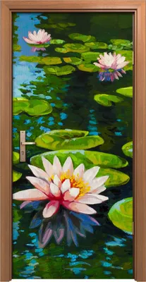 Produktbild von Türposter 90x200 cm Türaufkleber Türtapete Türfolie Klebefolie Moderne Kunst Schöne Seerosen
