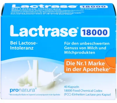 Productafbeelding van Lactase 18000 capsules voor mensen met lactose-intolerantie, 40 capsules