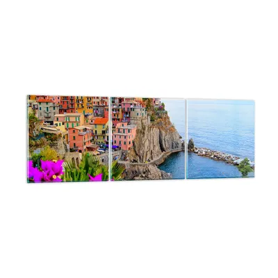 Produktbild von Bilder auf glas - Italien küste felsen landschaft - 120x40cm - Glasbilder - Wandbilder - Kunstdruck - zum Aufhängen bereit - Wanddekoration aus Glas - Glas Bilder - Wandbild auf Glas - GCA120x40-2684