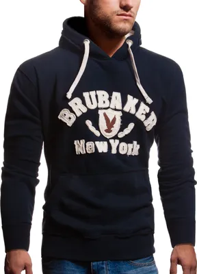Produktbild von BRUBAKER Herren Sweatshirt mit Kapuze N.Y. Eagle Navyblau Gr. XXL