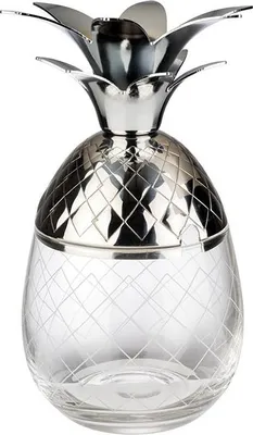 Produktbild von APS 93375 Becher PINEAPPLE, Edelstahl/Glas, 350 ml, Ø 8,5 cm, Höhe gesamt 17,5 cm (ohne Deckel 8,5 cm)