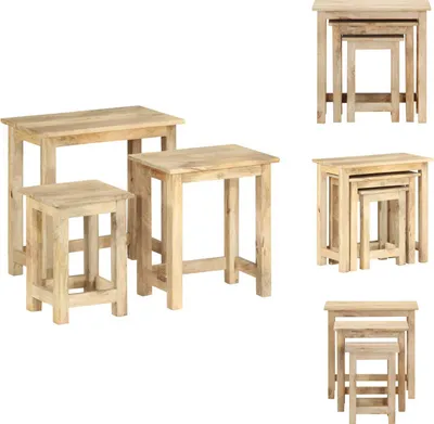 Obrázok produktu pre vidaXL Bočné stolíky 3 ks. Masívne mangové drevo - Bočné stolíky