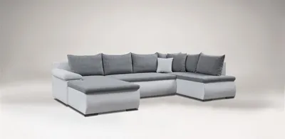 Produktbild von Couchgarnitur Camilla U-Form Kuntleder Weiss / Stoff Grau