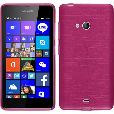 Produktbild von PhoneNatic Case kompatibel mit Microsoft Lumia 540 Dual - pink Silikon Hülle brushed + 2 Schutzfolien
