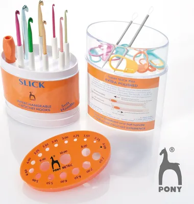 Produktbild von Pony SLICK Austauschbare Häkelnadeln in der Smartbox, 2 - 6 mm
