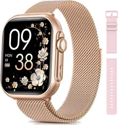 Produktbild von Smartwatch Damen mit 1000mAh Akku, 100 Tage Ultralange Standby, 1.83" Armbanduhr 24H Telefonfunktion/Herzfrequenz/SpO2/Schlaf, 120+Sportmodi