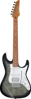 A full-body studio shot of an electric guitar against a white background.