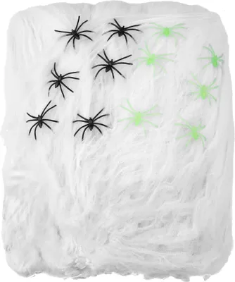 Produktbild von Riesen-Spinnennetz mit Spinnen Halloween-Deko weiss 150qm 500g