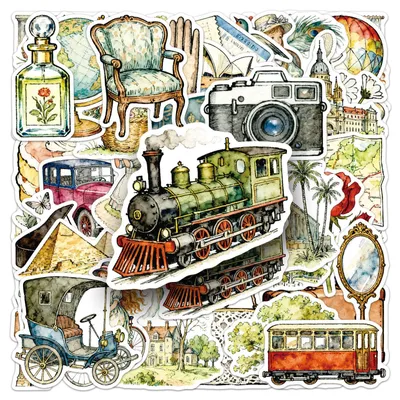 Retro-Sticker-Set, 50 Stück, Vintage, für Scrapbooking & Journaling