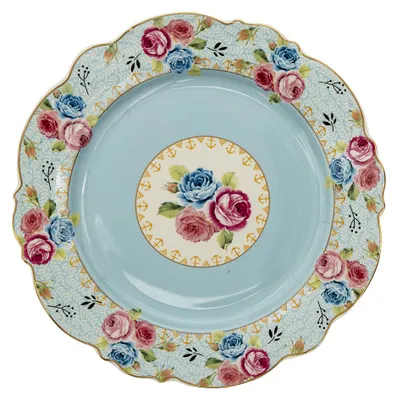Produktbild von Clayre & Eef Frühstücksteller Ø 20 cm Blau Keramik Blumen