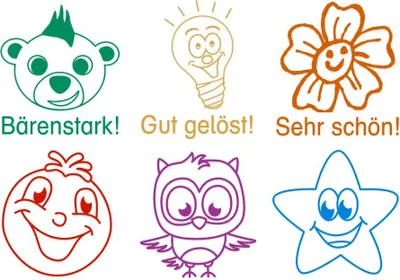 Produktbild von TimeTEX Lehrer-Stempel aus Holz "Anerkennung", 6-tlg.