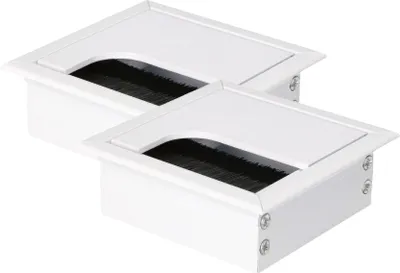 Immagine prodotto di KOTARBAU® Set di 2 passacavi in alluminio 80x80mm per mobili Bianco Scatola per cavi Uscita per cavi Angolare Anodizzato