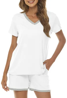 Imagen del producto de Conjunto de pijama de verano para mujer, con mangas cortas y pantalones cortos