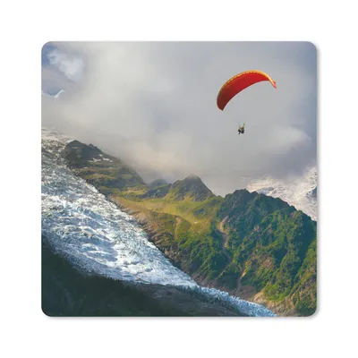 Produktbild von MuchoWow® Mauspad Mousepad Alpen - Gleitschirmfliegen - Schnee 20x20 cm - Mousepads - Maus Mat - Pad - Mausunterlage - Desk Mat - Bureauartikeln