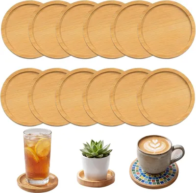 Produktbild von Holzuntersetzer – Set mit 12 Stück – Holzuntersetzer für ein DIY-Mosaik-Bastelset