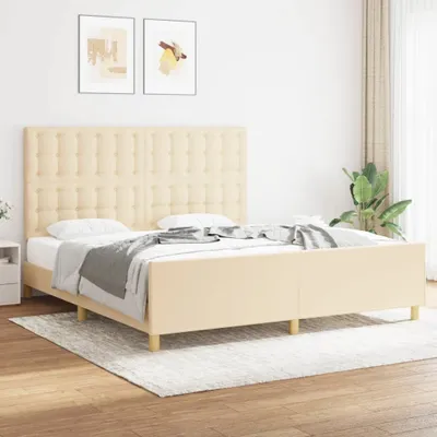 Produktbild von Bettgestell mit Kopfteil Creme 180x200 cm Stoff , Klassische Betten Design 2024