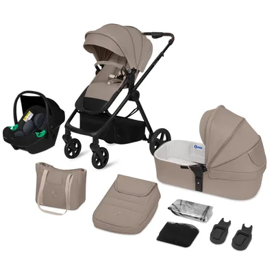 Produktbild von Lionelo Greet 3in1 Kombikinderwagen mit Babyschale, Großer Babywanne & Sportsitz, UPF50+, Leichtgewicht, Federung, Wendbarer Sportsitz - Beige