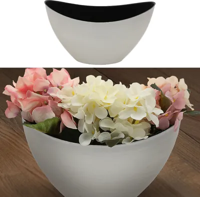 Produktbild von Deko Schale oval silber/schwarz 24x14x10cm Kunststoff Pflanzschale Snackschale Obstschale