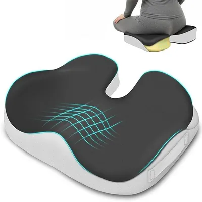 Produktbild von PolkaHome® Ergonomisches orthopädisches Sitzkissen für Bürostuhl – Memory Foam Kissen mit Bezug