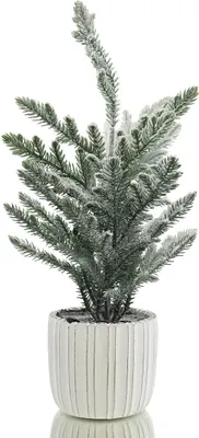 Produktbild von DPI Weihnachtsbaum beschneit im weißen Topf Höhe 42 cm - Kunststoff & Zement