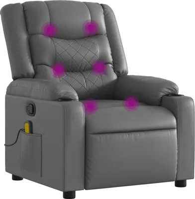 Image de vidaXL Fauteuil de massage Fauteuil relax Gris Similicuir